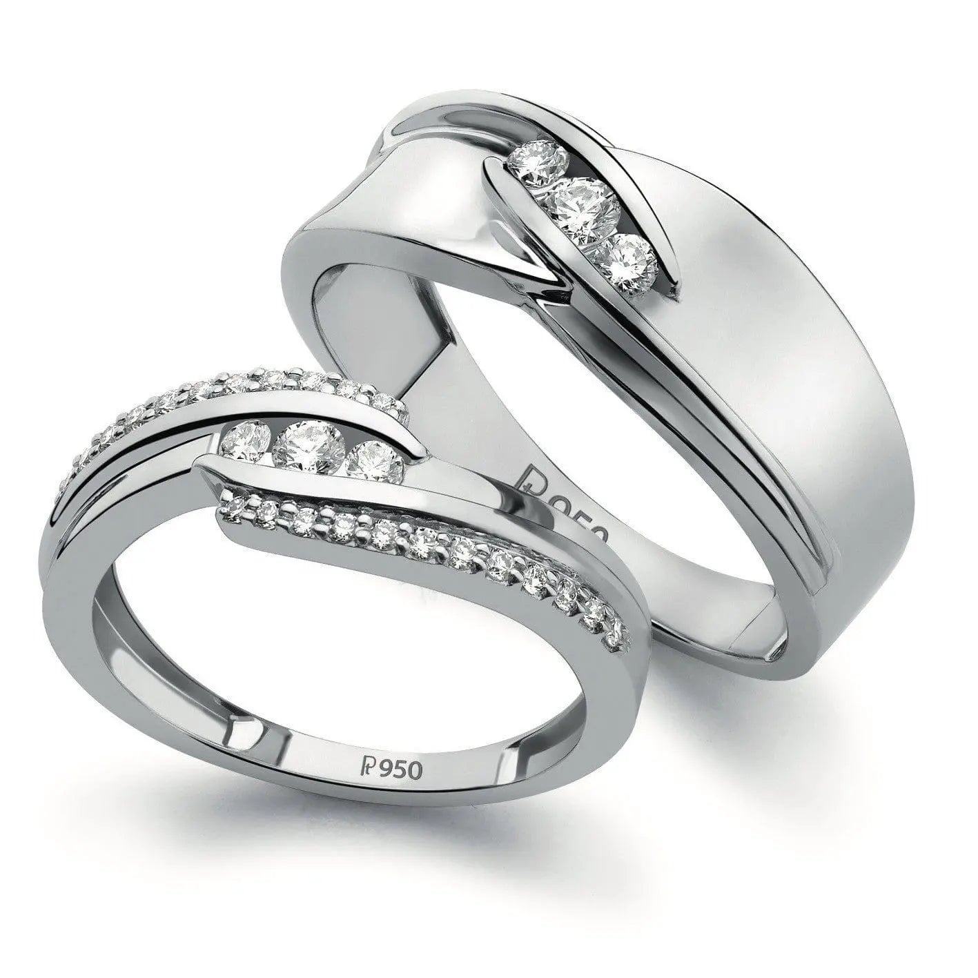 Designer Zigzag Platinum Couple Rings with Single Diamonds JL PT 526